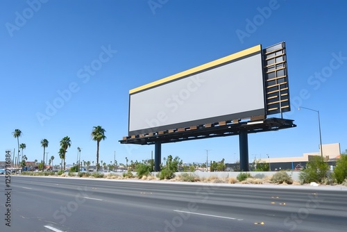 Blank billboard highway desert advertising mockup (1)