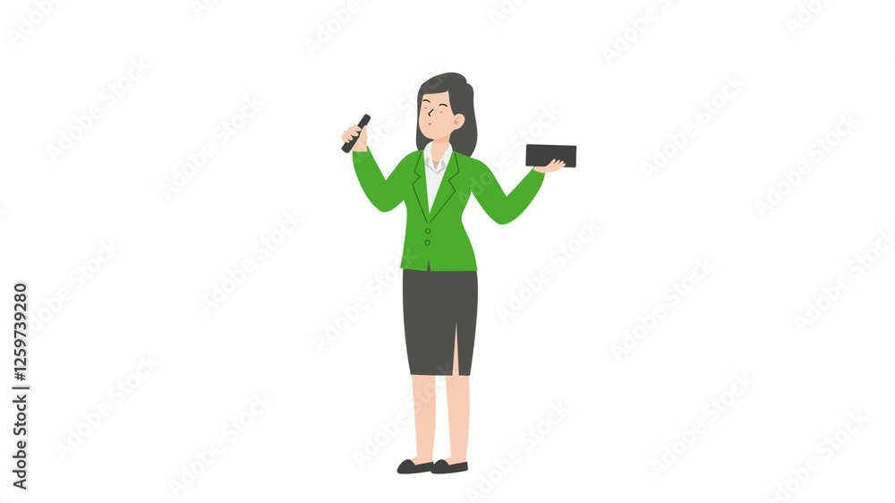 Woman is standing and giving a lecture cartoon animation
Woman is standing and giving a lecture cartoon animation
