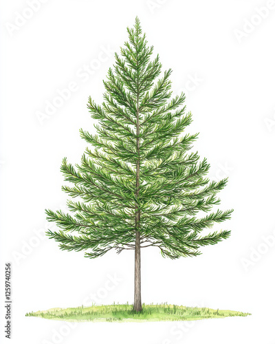 tall cedar tree with lush green foliage standing on grass