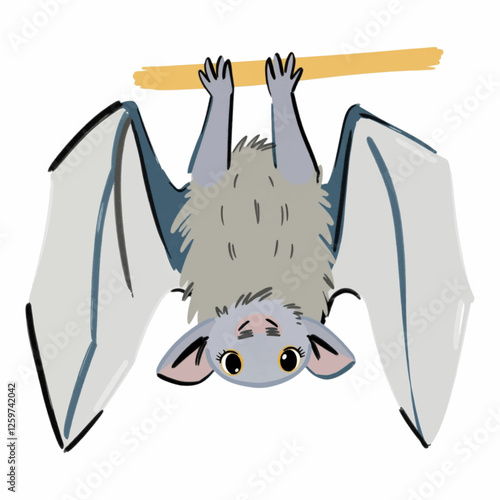 Cartoon Bat Vector Illustration   Hand Drawn Scalable Nocturnal Wildlife Artwork