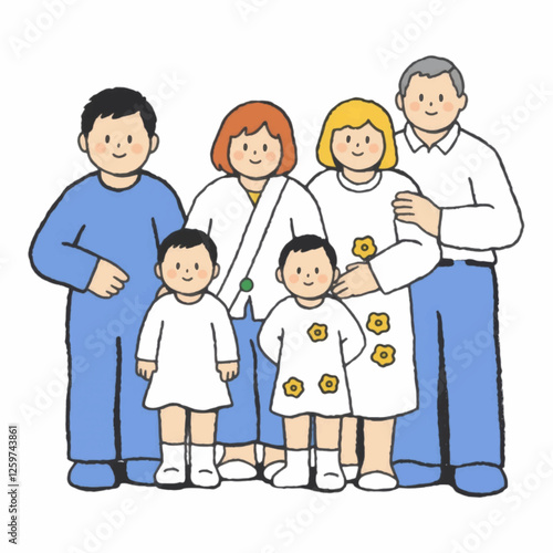 Figure Characters taking a family photo.