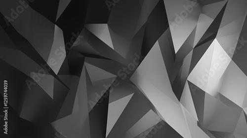 Grey abstract triangles, dark background, website banner