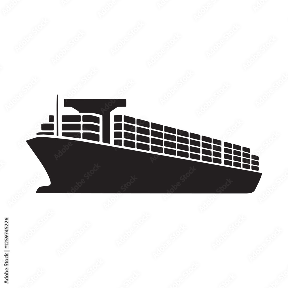 Obraz premium cargo Ship silhouette vector icon, container ship vector logo design, element