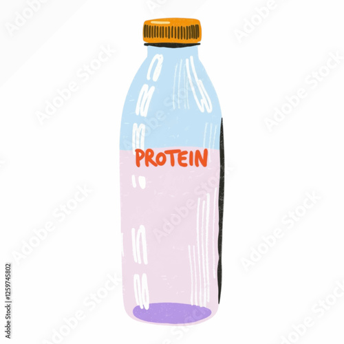 Protein Shake Bottle as vector colorful isolated solid background vector design set for multiple creative purposes.