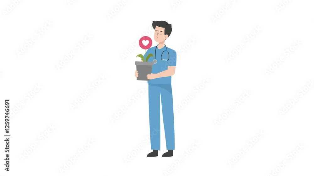 Doctor standing holding heart cartoon animation
Doctor standing holding heart cartoon animation