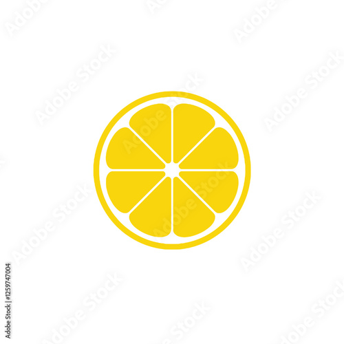 Bright Yellow Lemon Slice Isolated on a Clean White Background