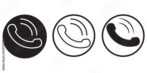 Phone call icon set, Variety Design. Ringing phone simple icon set. Smartphone ringing. Phone sign. Vector illustration.