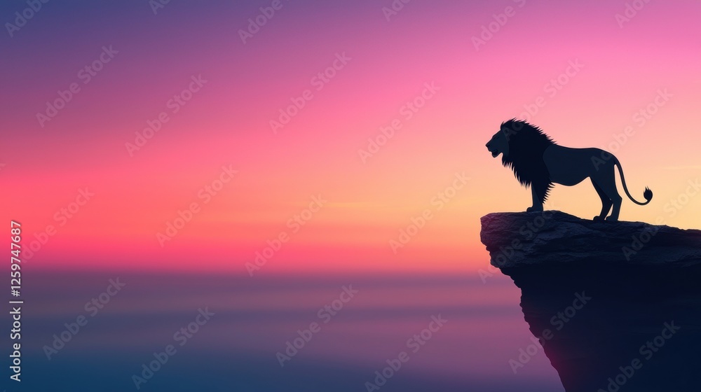 lion Profile Silhouette Lion profile in sharp silhouette, standing on a rocky ledge with the savanna stretching endlessly below. lion Profile Silhouette Lion profile in sharp silhouette, standing on a rocky ledge with the savanna stretching endlessly below.