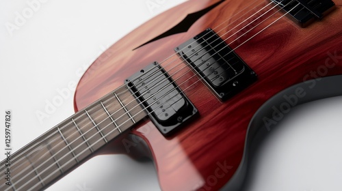 Close-up of a Red Electric Guitar with Black Pickups