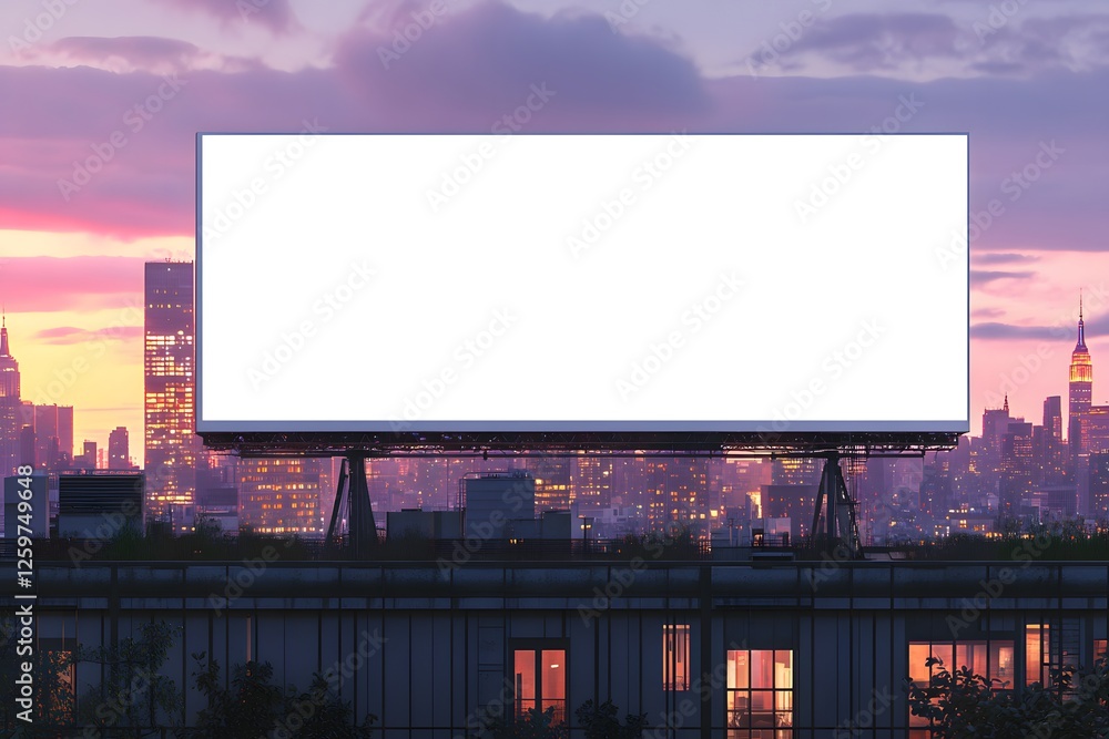 Blank billboard rooftop city sunset advertising mockup Blank billboard rooftop city sunset advertising mockup