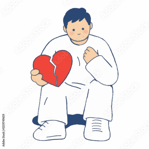 Illustration of Figure Character with broken heart.