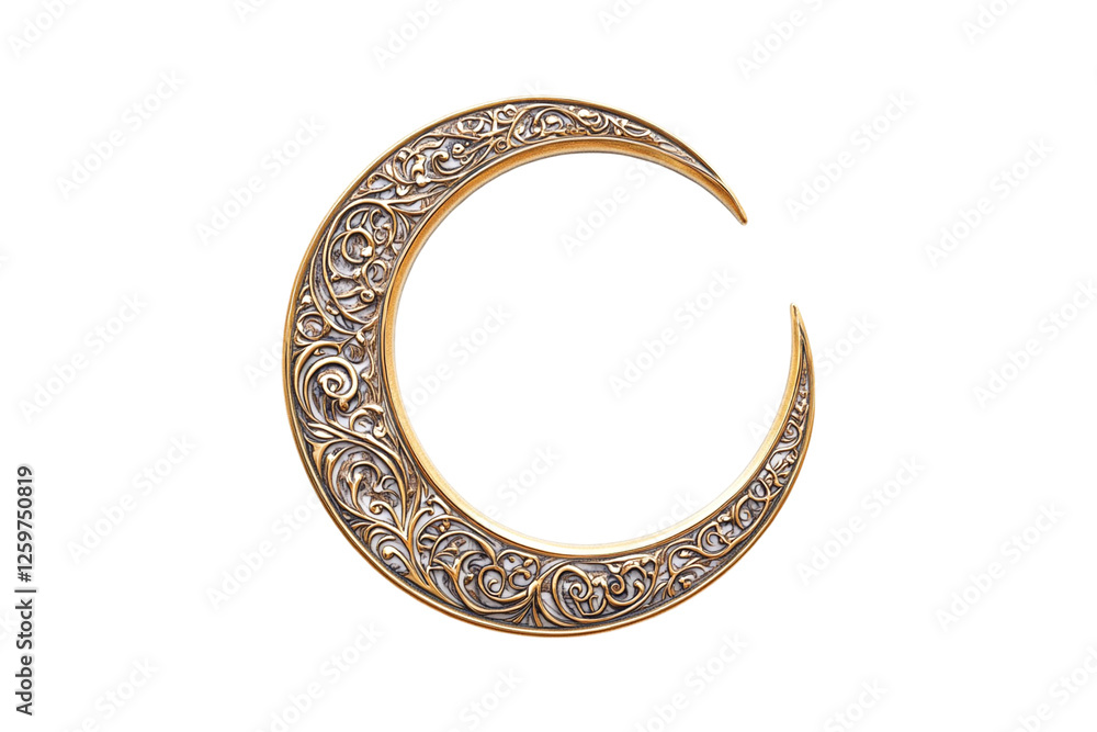 Ornate Golden Crescent Moon Elegant Design Intricate Details Ornate Golden Crescent Moon Elegant Design Intricate Details