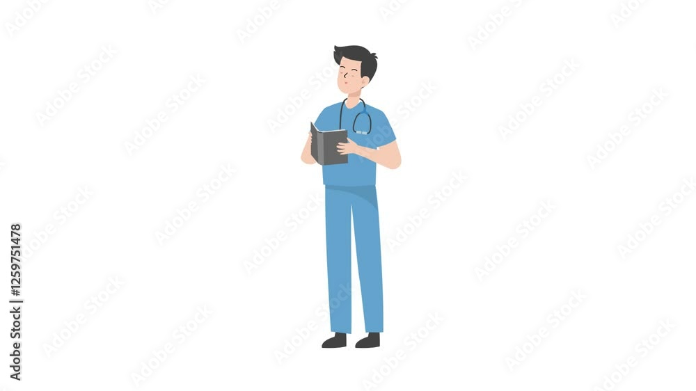 Doctor standing read a book cartoon animation
Doctor standing read a book cartoon animation