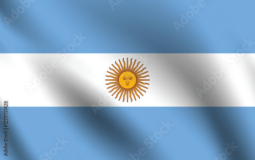 Flag of Argentina. Argentina flag official size and color standards digital vector illustration. Waving flag icon.