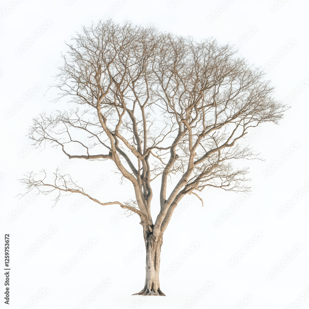 Solitary Leafless Tree Against a Bright Sky in Minimalist Nature Setting Solitary Leafless Tree Against a Bright Sky in Minimalist Nature Setting
