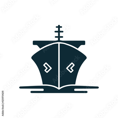 cargo Ship silhouette vector icon, container ship vector 
logo design, element