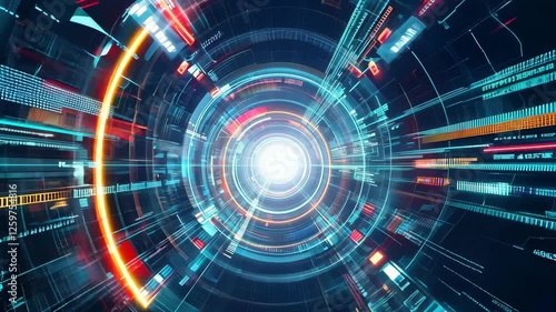 Wallpaper Mural Futuristic tunnel light patterns in motion for sci-fi effects and technology backgrounds Torontodigital.ca