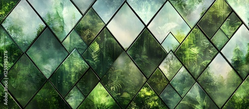 Obraz  z motywem Geometric Jungle Glass Wall Art