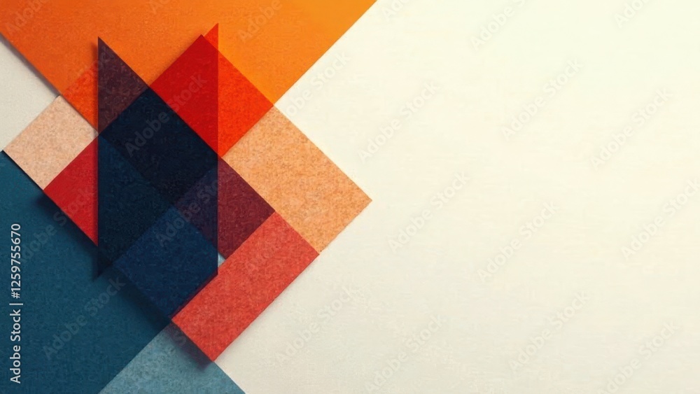 Fototapeta premium Abstract Geometric Design with Overlapping Colorful Shapes and Textured Paper