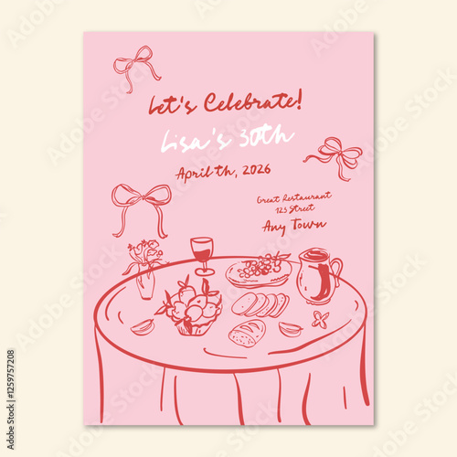 Whimsical hand-drawn birthday party