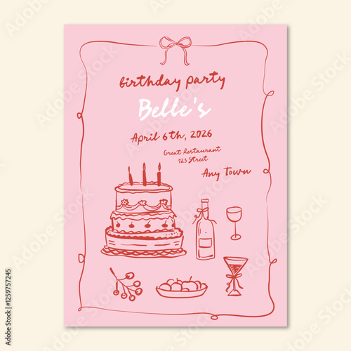 Whimsical hand-drawn birthday party