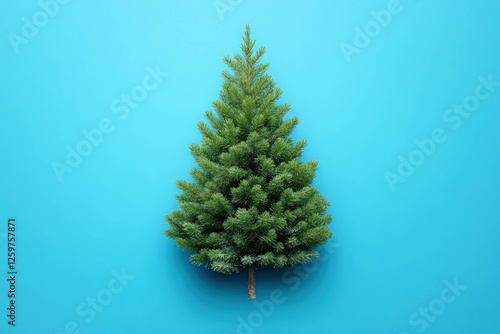 Christmas Tree On A Blue Ba...
