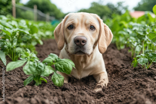 Dog Digging In Garden