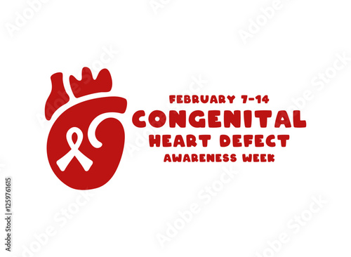 Congenital Heart Defect Awareness Week on white background. February 7-14.