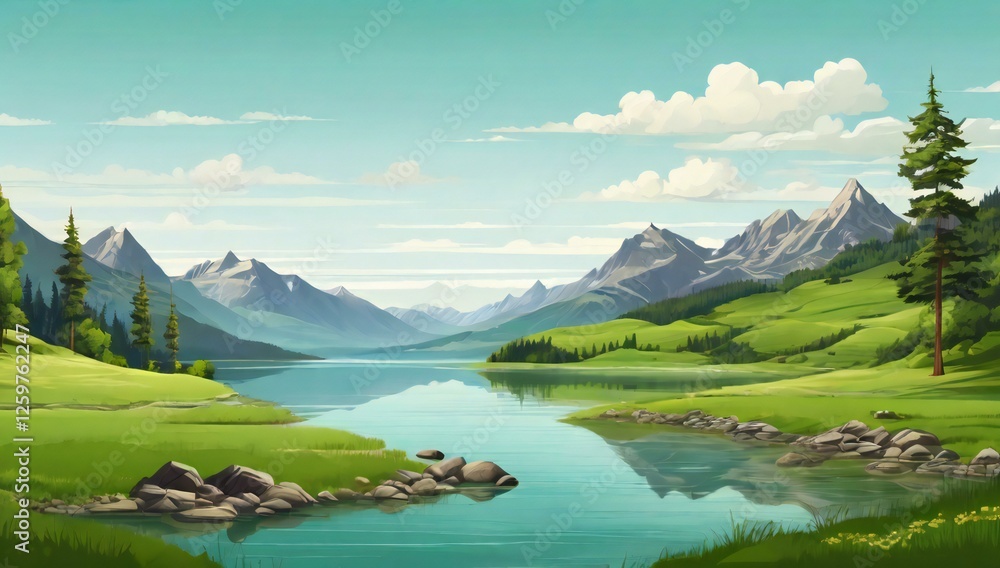 mountain landscape with lake mountain landscape with lake