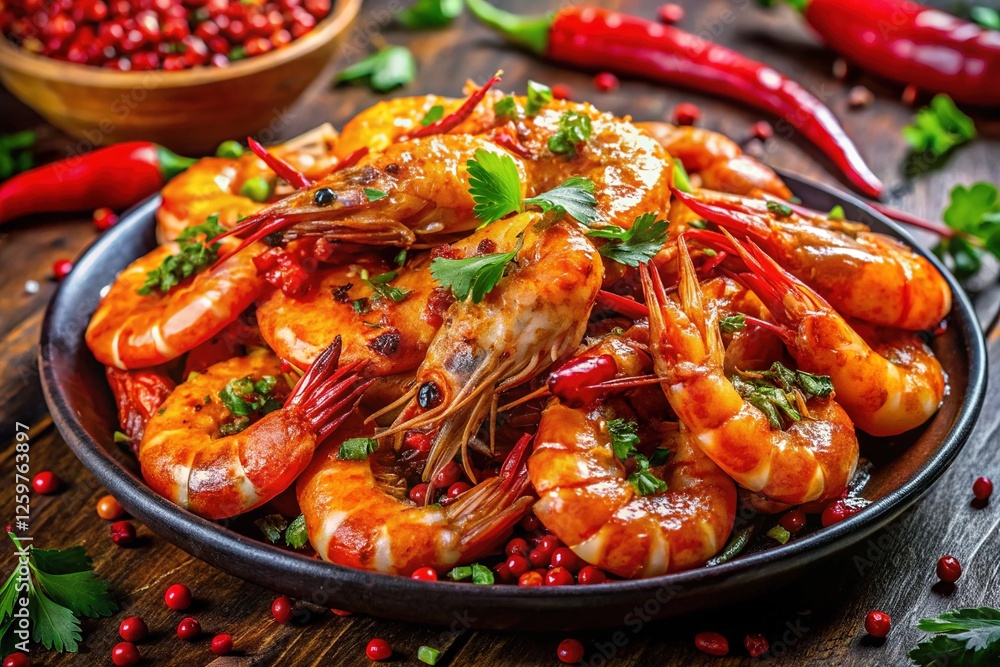 Deep-Fried Prawns with Spicy Pepper and Red Oil Deep-Fried Prawns with Spicy Pepper and Red Oil
