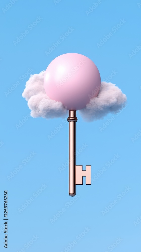 A whimsical key turning in clouds, symbolizing dreams and possibilities. A whimsical key turning in clouds, symbolizing dreams and possibilities.