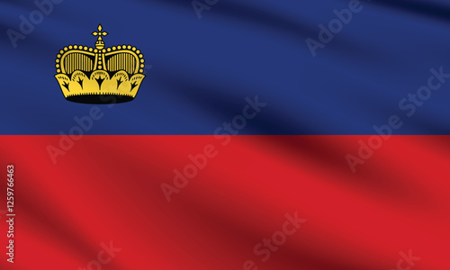 Flag of Liechtenstein. Liechtenstein flag official size and color standards digital vector illustration. Waving flag icon.