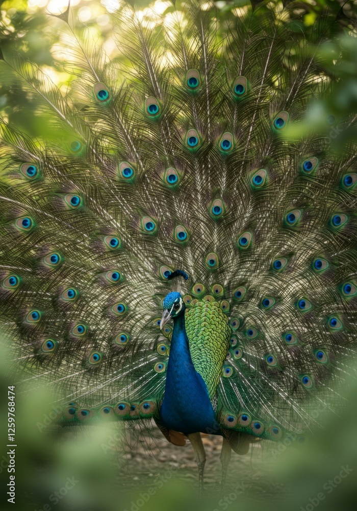 Obraz premium Peacock with Open Feathers
