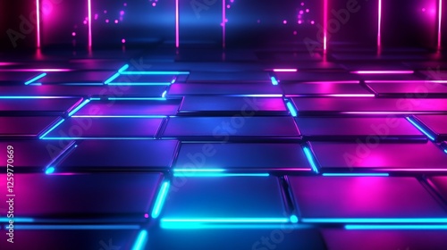 abstract tech patterns, holographic elements, immersive 3D atmosphere, futuristic data concept