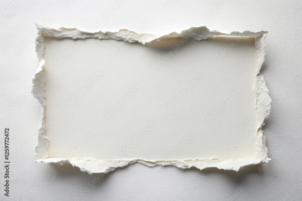Torn Paper Frame on Surface Revealing Empty Space for Ideas Torn Paper Frame on Surface Revealing Empty Space for Ideas