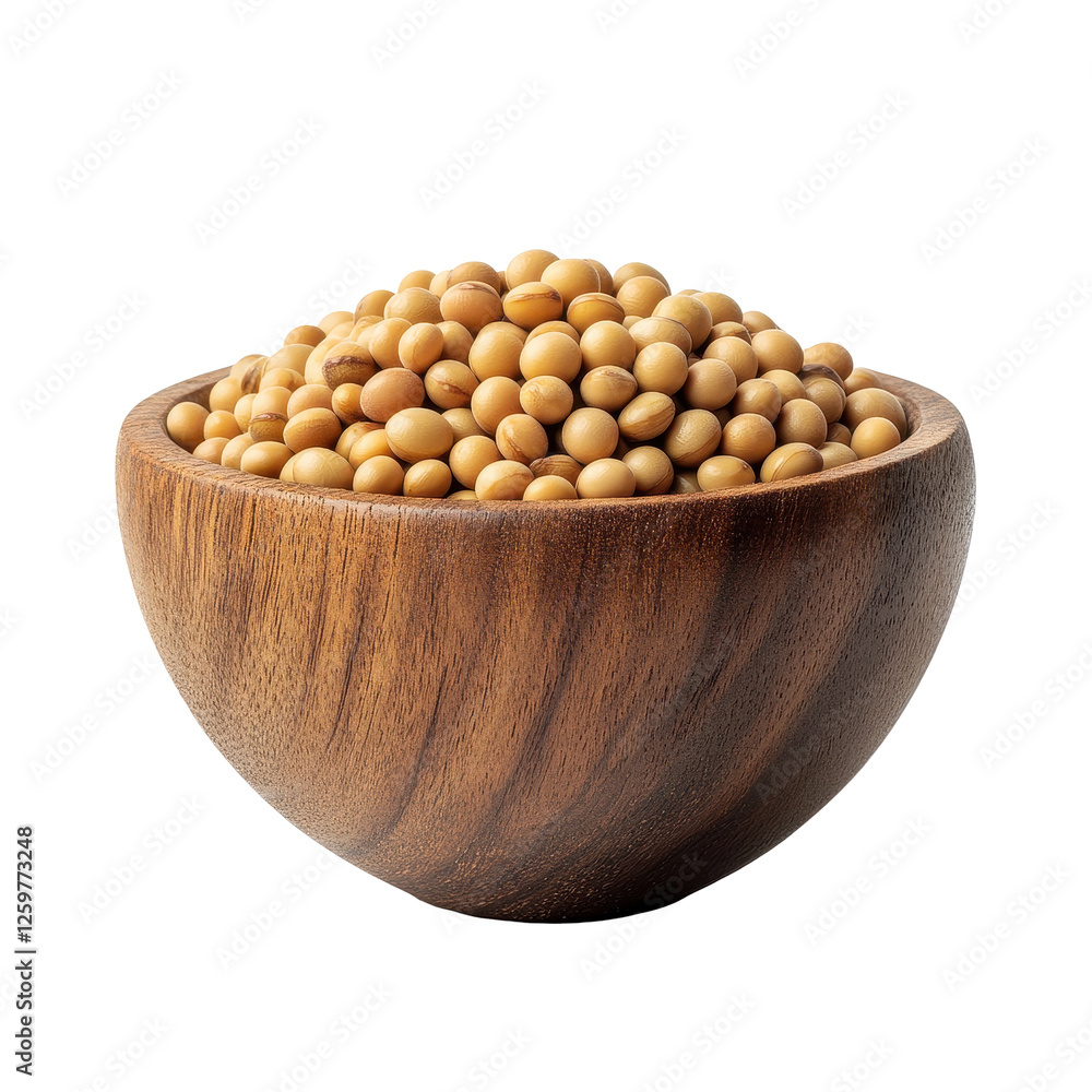 Soybeans in a wooden bowl displayed on a Transparent background showcasing organic grains for culinary use, Soybeans in wood bowl isolate on PNG background Soybeans in a wooden bowl displayed on a Transparent background showcasing organic grains for culinary use, Soybeans in wood bowl isolate on PNG background
