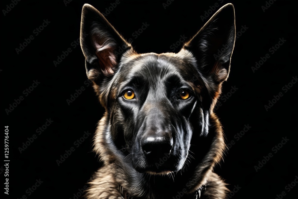 there is a dog that is looking at the camera with a black background there is a dog that is looking at the camera with a black background