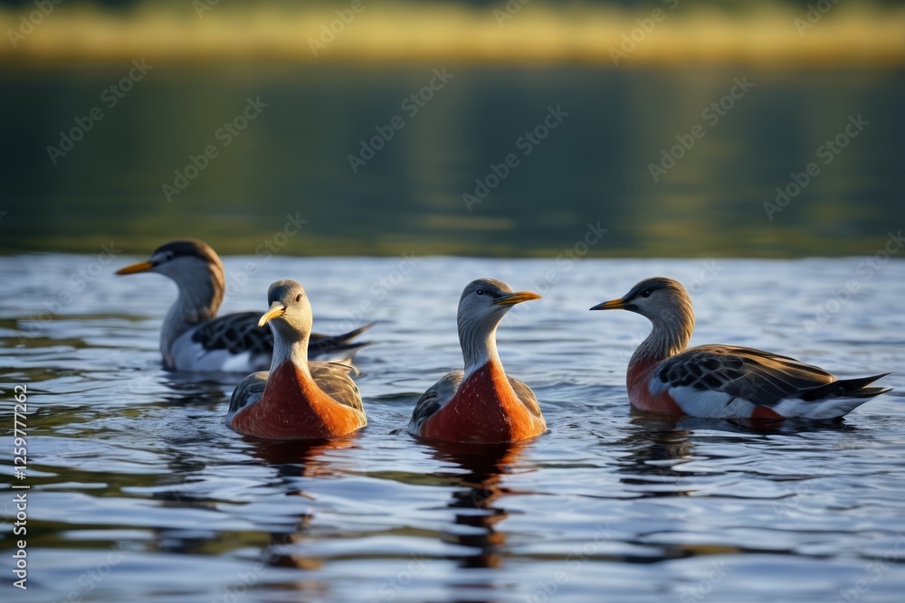 there are four ducks swimming in the water together there are four ducks swimming in the water together