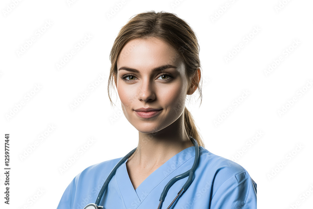 Smiling female nurse in uniform isolated on white or transparent, PNG Smiling female nurse in uniform isolated on white or transparent, PNG