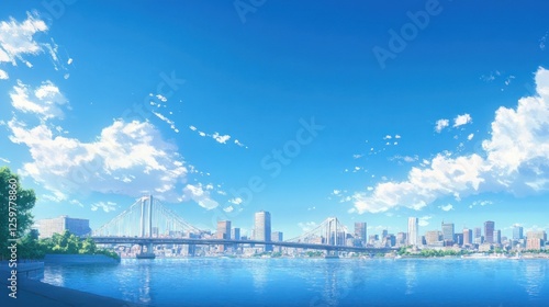 Serene Cityscape: A Summer's Day in Tokyo Bay