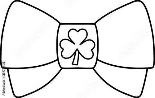 St.Patrick's Day Shamrock Party Bow Tie outline isolated.
Clover decorated with bow tie coloring pages.
Transparent background.