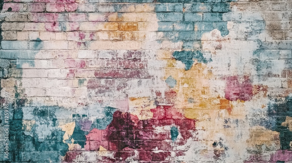 Obraz premium Colorful painted brick wall texture background