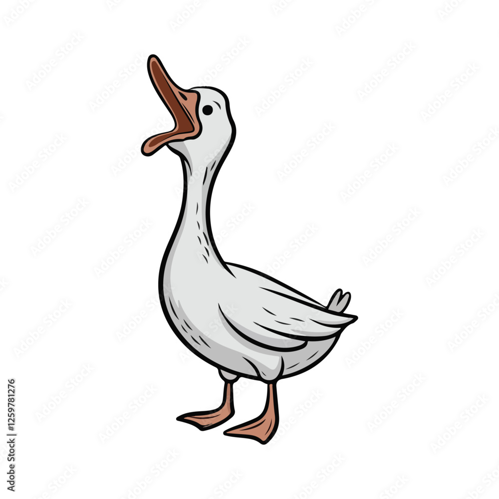 Samolepka Domestic Duck Quacking vector art illustration, isolated