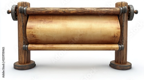 Wallpaper Mural Wooden scroll display, blank parchment, studio shot, white background, mockup Torontodigital.ca