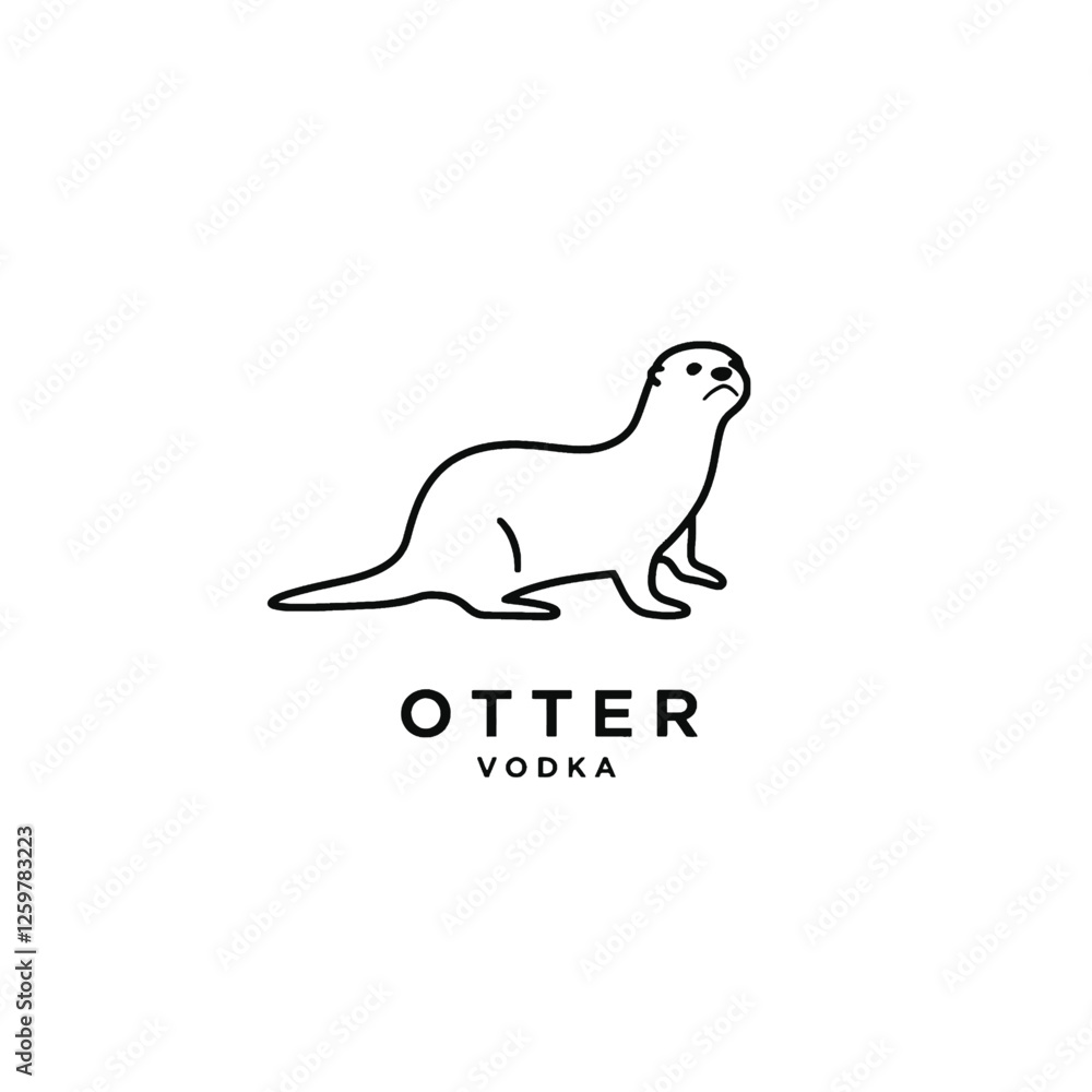 Obraz premium Minimalistic Otter Vodka Logo in Black and White Style