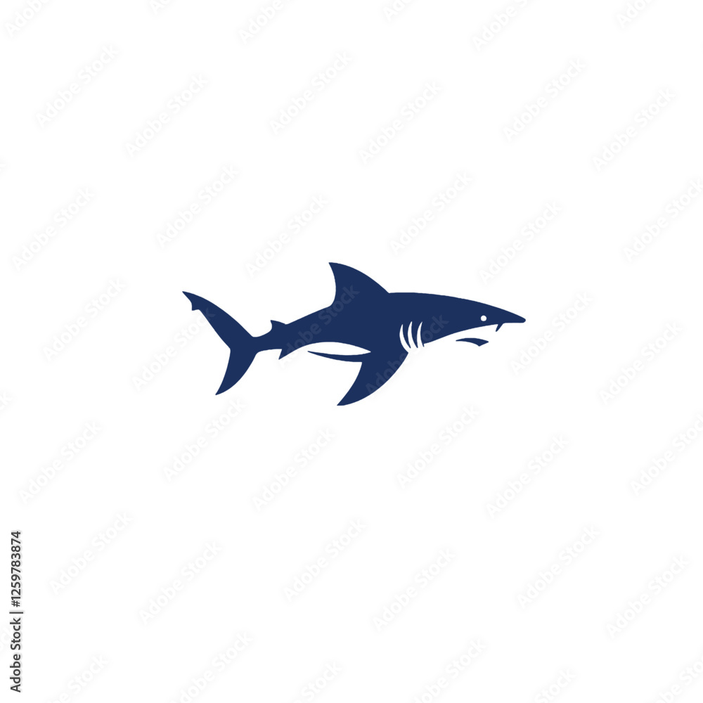 Obraz premium Minimalistic Silhouette of a Shark in a Clean White Background