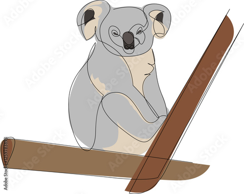 Canvas Print Koala line color illustration. Animal symbol vector illustration.