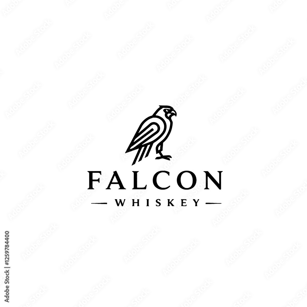Obraz premium Sophisticated Minimalist Falcon Whiskey Logo Design on White Background