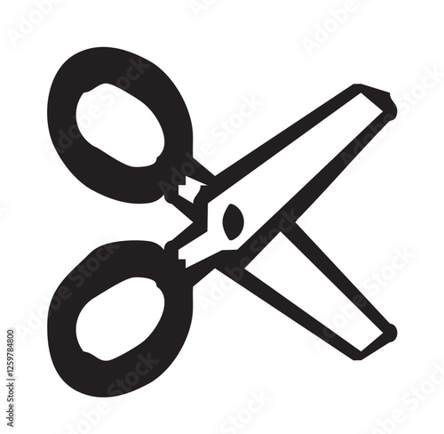 Black scissor vector icon.