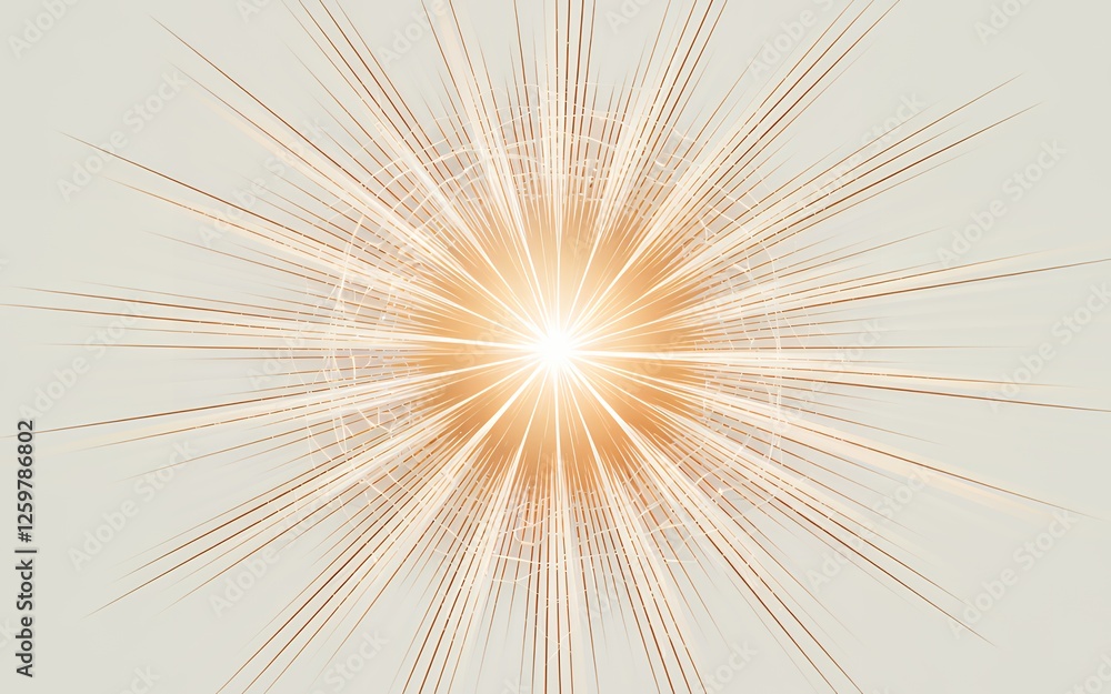 Naklejka premium Abstract Golden Light Burst Radiating Energy Sparkling Rays Background Design